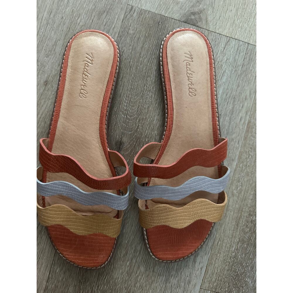 Madewell The Wave Slide Sandal in Colorblock Lizard Embossed Leather Size 9.5 - Picture 5 of 7